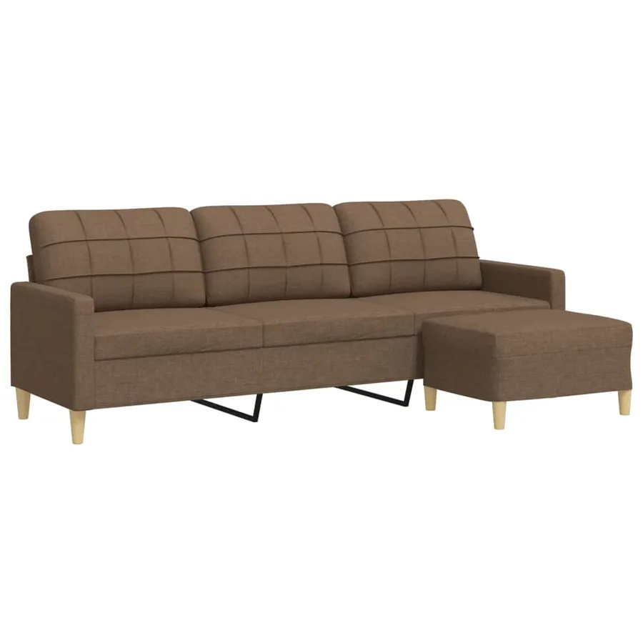 Canapé à 3 places avec repose-pieds Marron 210 cm Tissu - 2