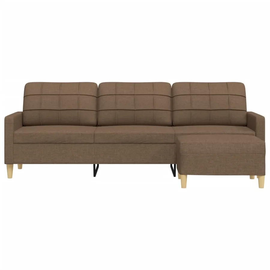 Canapé à 3 places avec repose-pieds Marron 210 cm Tissu - 3