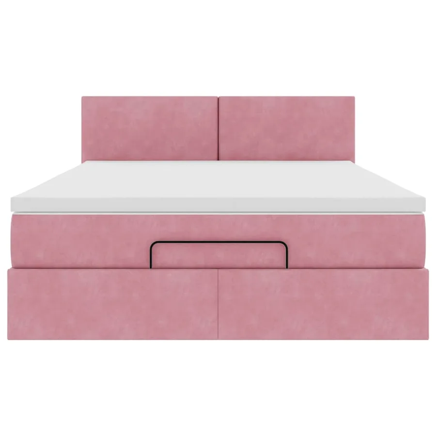 Cadre de lit ottoman avec matelas rose 140x190 cm velours - 7