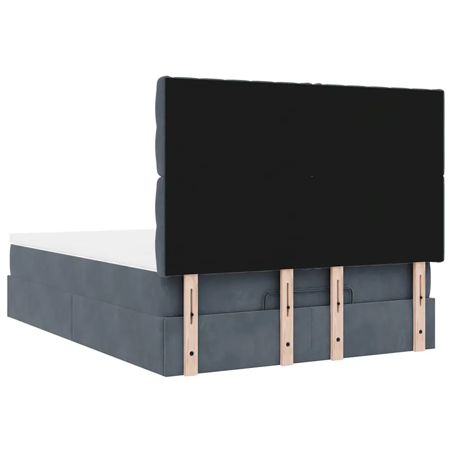 Cadre de lit ottoman avec matelas gris foncé 140x190 cm velours - 10