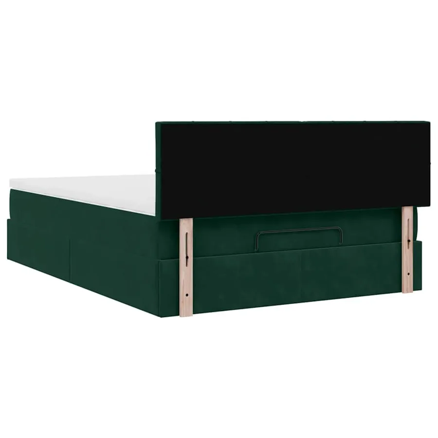 Cadre de lit ottoman avec matelas vert foncé 140x190 cm velours - 10