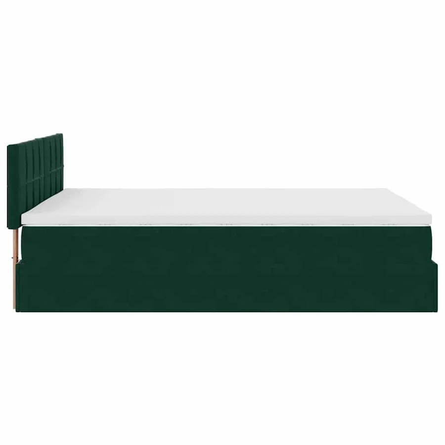 Cadre de lit ottoman avec matelas vert foncé 140x190 cm velours - 9