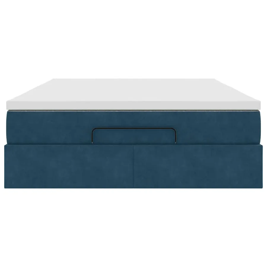 Cadre de lit ottoman avec matelas bleu foncé 140x190 cm velours - 7