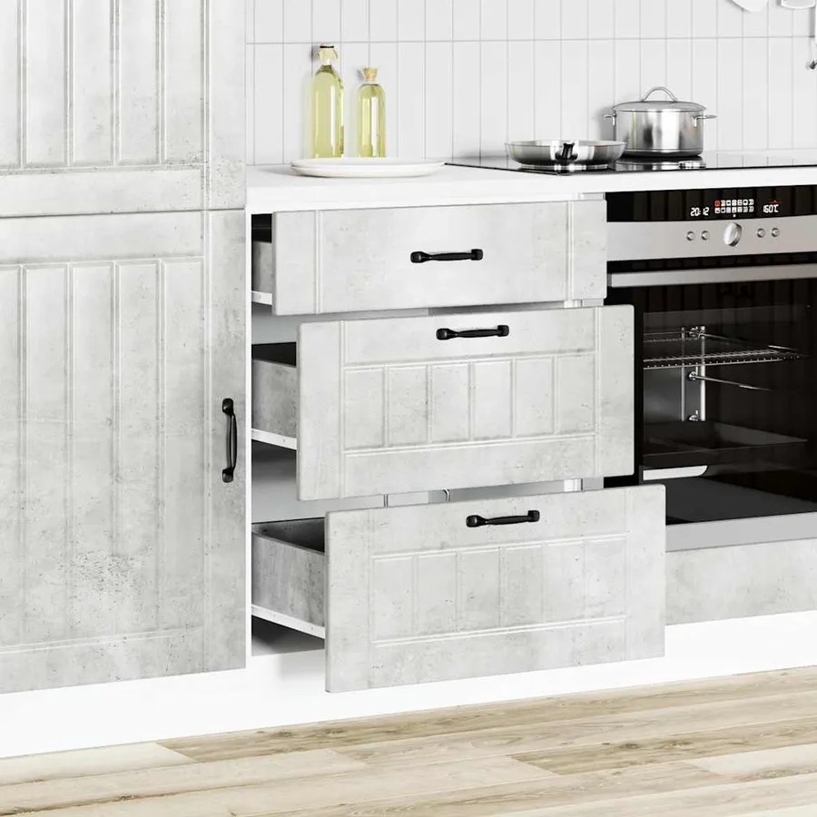 Armoire de cuisine Lucca gris béton bois ingénierie - 3
