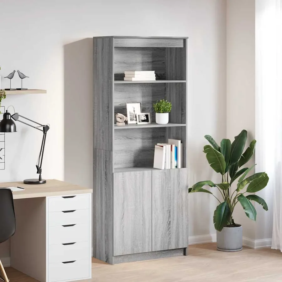 Buffet haut sonoma gris 70x35x180 cm bois d'ingénierie