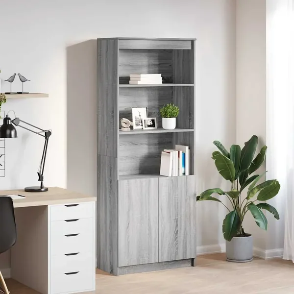 Buffet haut sonoma gris 70x35x180 cm bois d'ingénierie