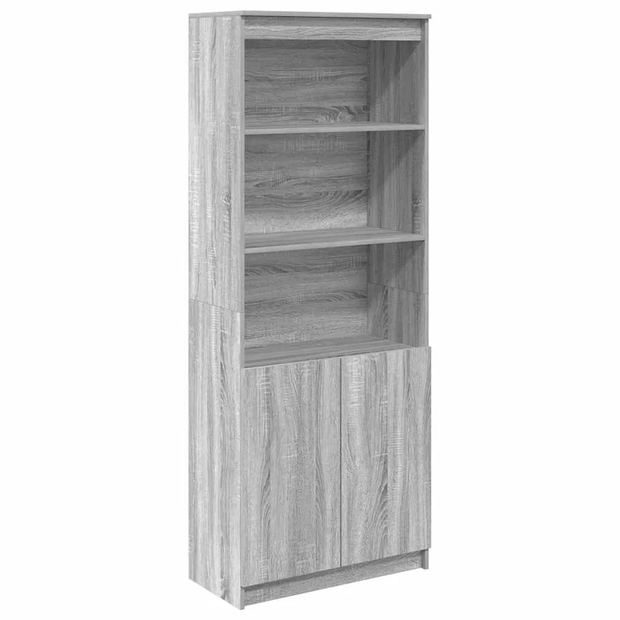 Buffet haut sonoma gris 70x35x180 cm bois d'ingénierie - 2