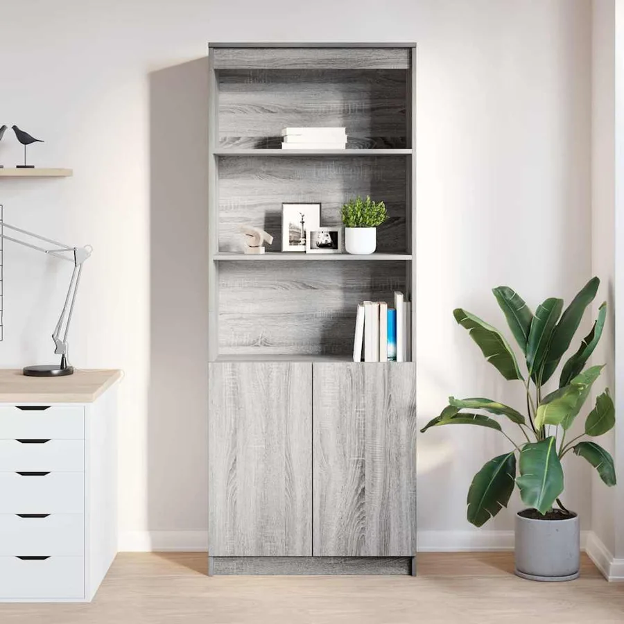 Buffet haut sonoma gris 70x35x180 cm bois d'ingénierie - 3