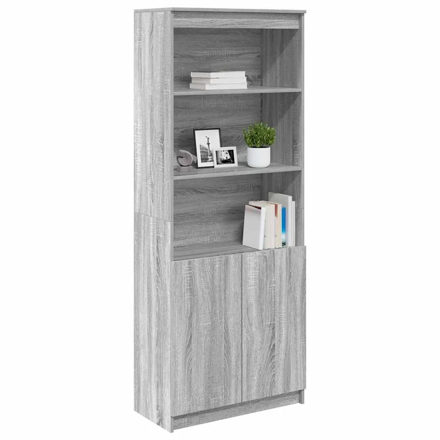 Buffet haut sonoma gris 70x35x180 cm bois d'ingénierie - 4