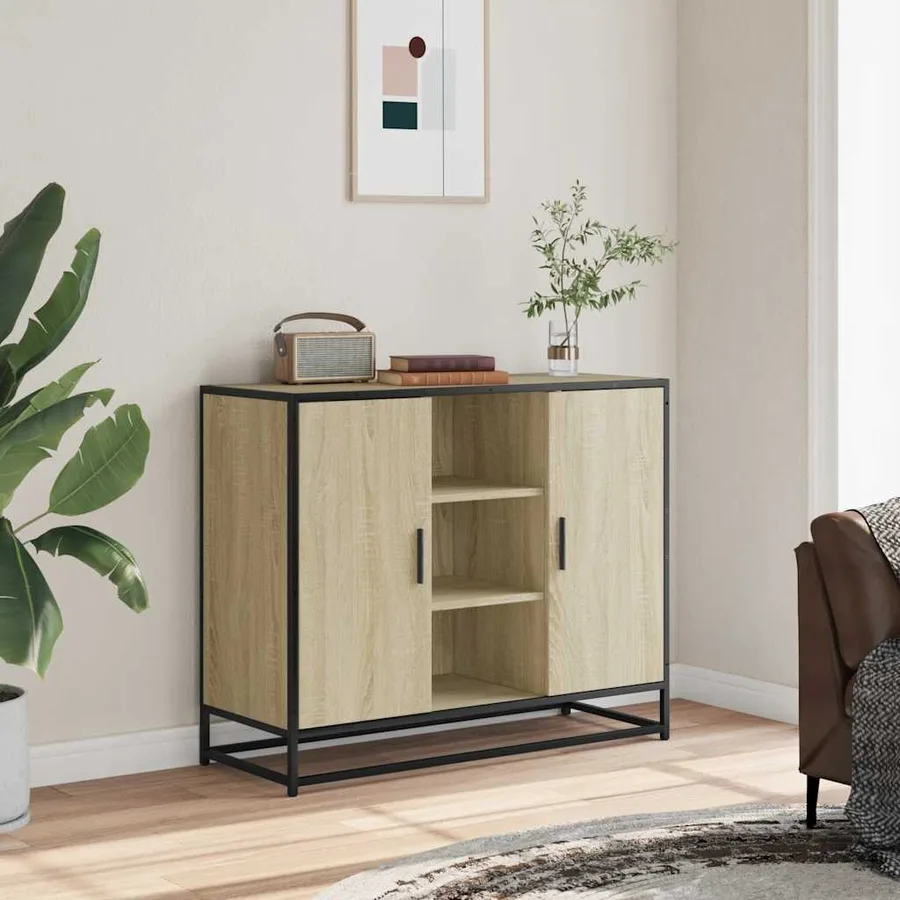 Buffet chêne sonoma 92x35x76 cm bois d'ingénierie - 3