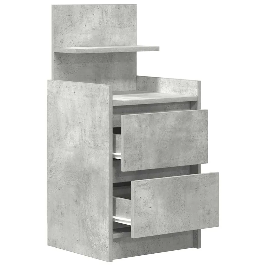 Table de chevet avec 2 tiroirs gris béton 38x34x80 cm - 5