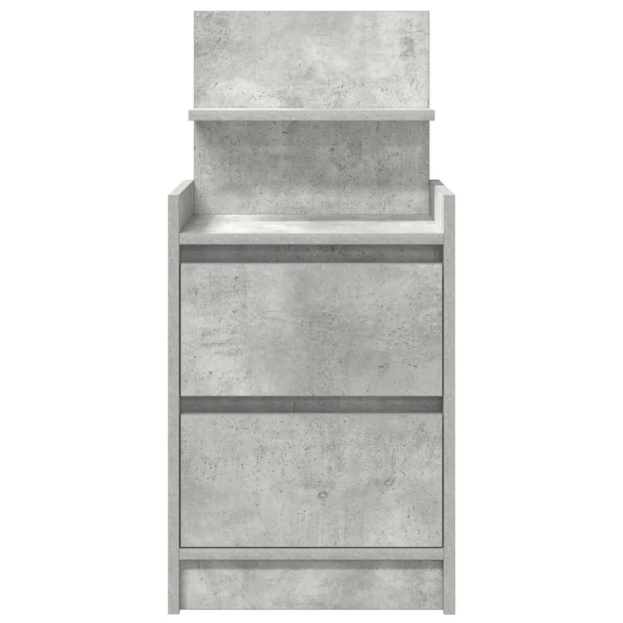 Table de chevet avec 2 tiroirs gris béton 38x34x80 cm - 6