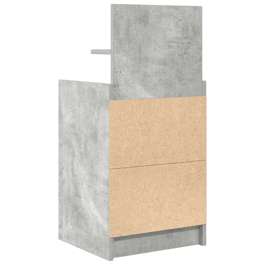 Table de chevet avec 2 tiroirs gris béton 38x34x80 cm - 8