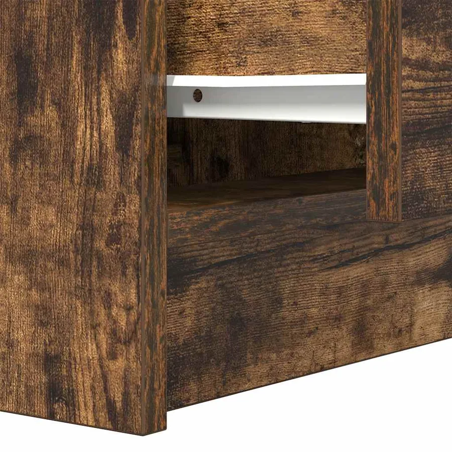 Table de chevet avec 2 tiroirs chêne fumé 38x34x80 cm - 10