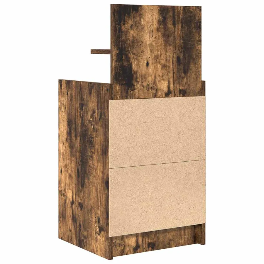 Table de chevet avec 2 tiroirs chêne fumé 38x34x80 cm - 8