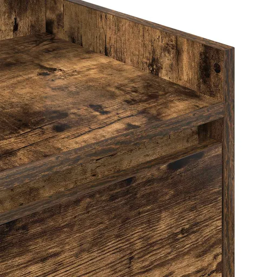 Table de chevet avec 2 tiroirs chêne fumé 38x34x80 cm - 9