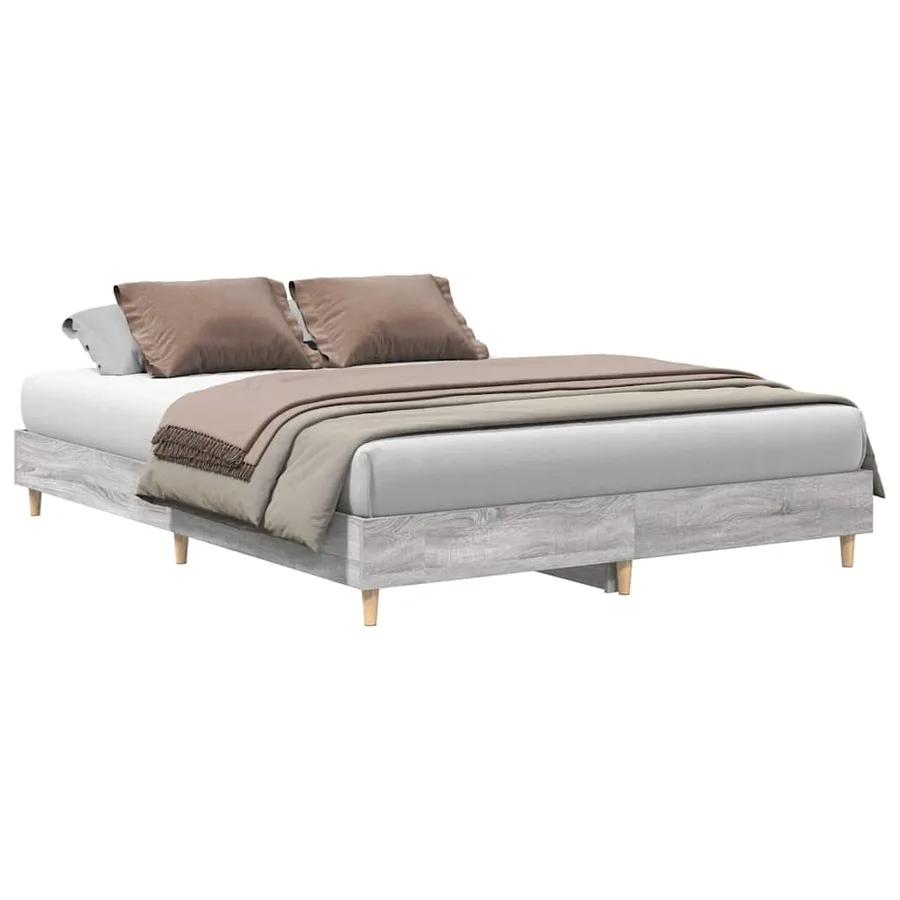 Cadre de lit sans matelas sonoma gris 150x200 cm - 2