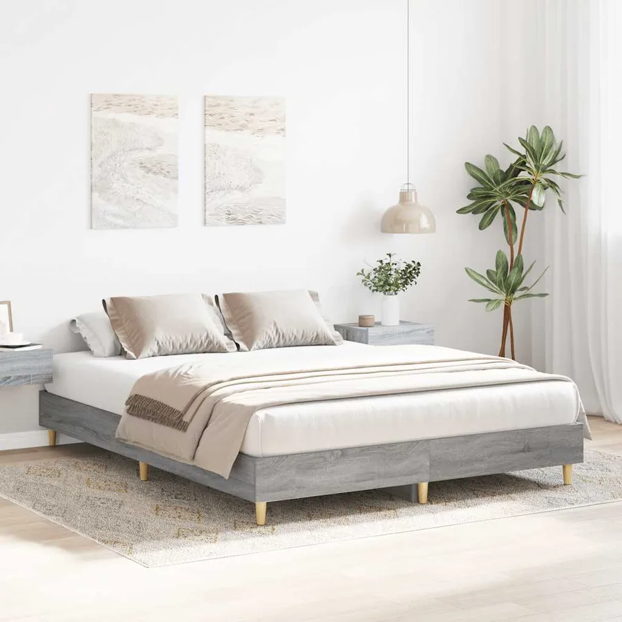Cadre de lit sans matelas sonoma gris 150x200 cm - 3