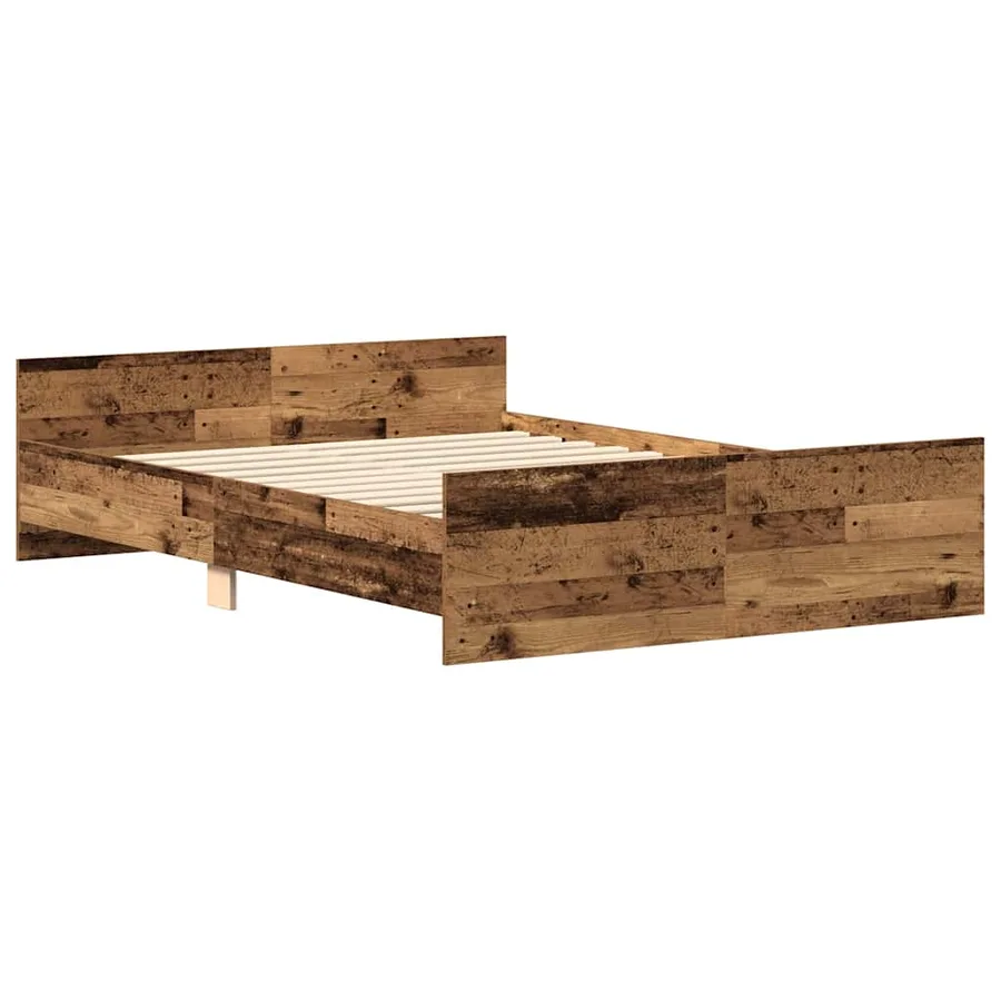 Cadre de lit sans matelas vieux bois 135x190cm bois ingénierie - 4