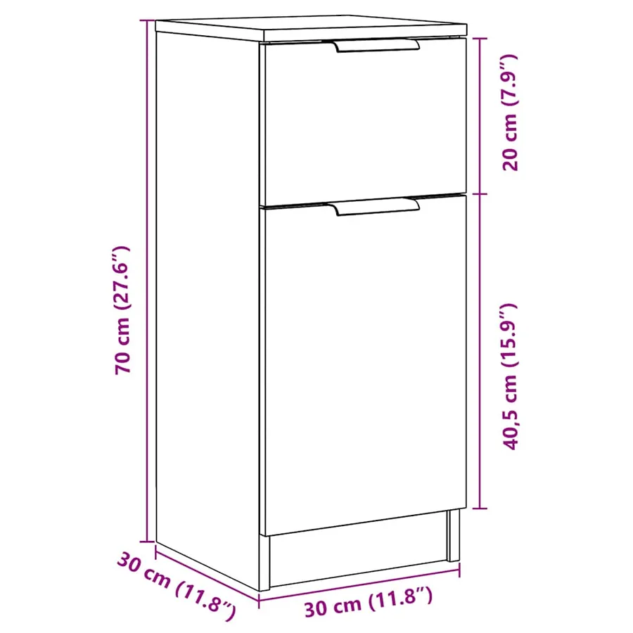 Buffet chêne artisanal 30x30x70 cm bois d'ingénierie - 12