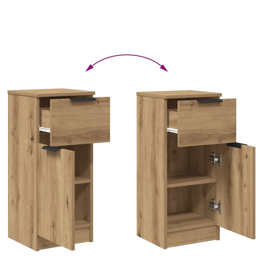 Buffet chêne artisanal 30x30x70 cm bois d'ingénierie - 9