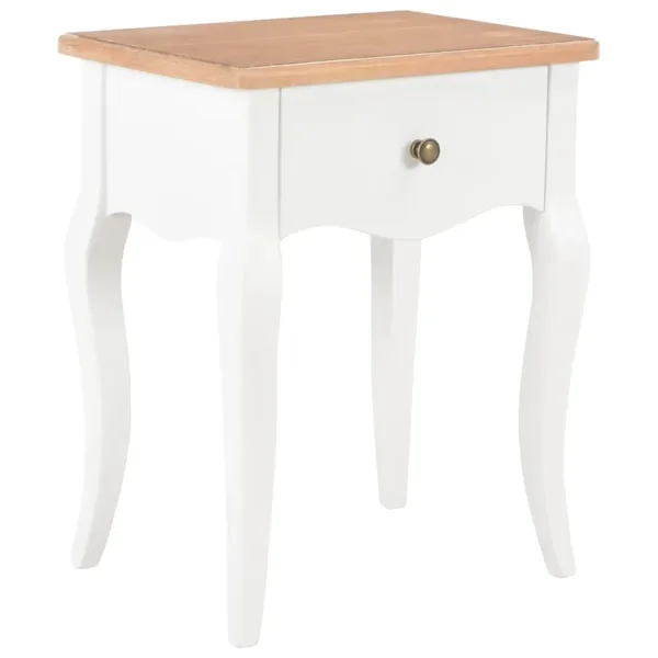 Table de chevet Blanc et marron 40x30x50 cm Bois de pin massif