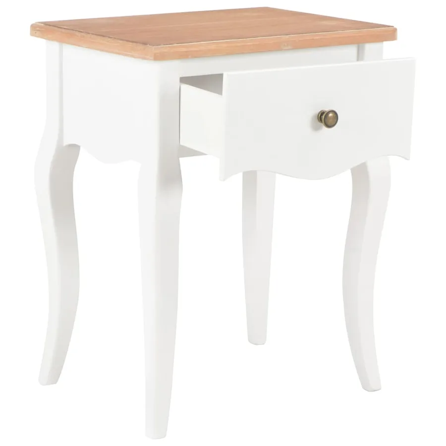 Table de chevet Blanc et marron 40x30x50 cm Bois de pin massif - 3