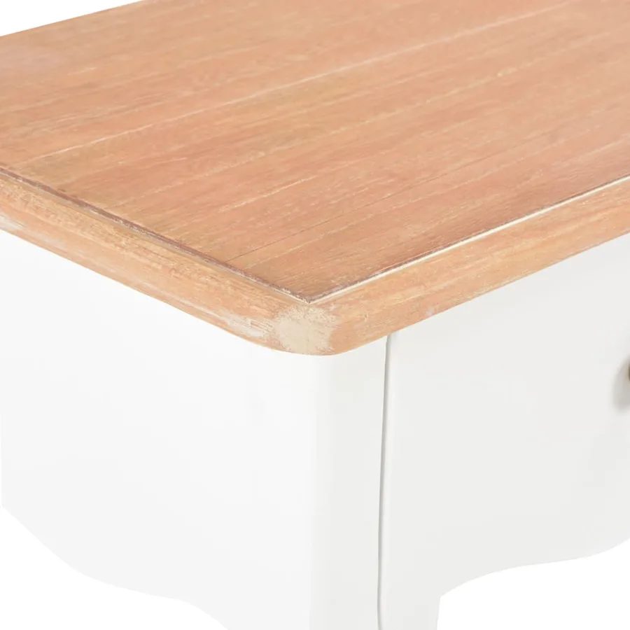 Table de chevet Blanc et marron 40x30x50 cm Bois de pin massif - 7