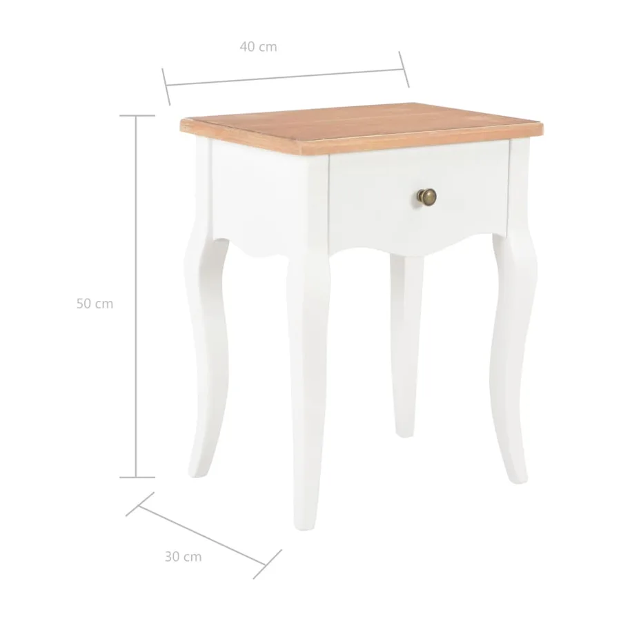 Table de chevet Blanc et marron 40x30x50 cm Bois de pin massif - 9