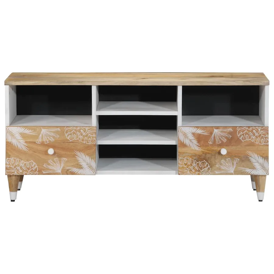 Meuble TV 100x33,5x46 cm bois massif de manguier - 2
