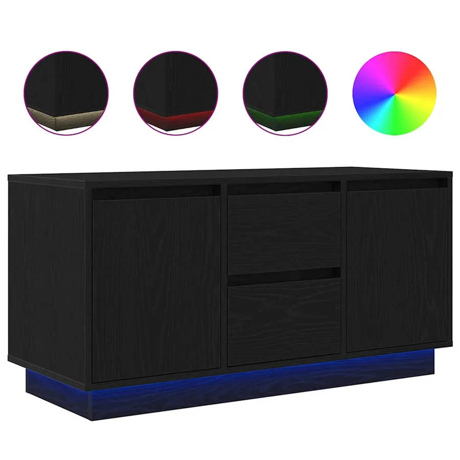 Meuble TV avec lumières LED chêne noir 100x41x50 cm - 2