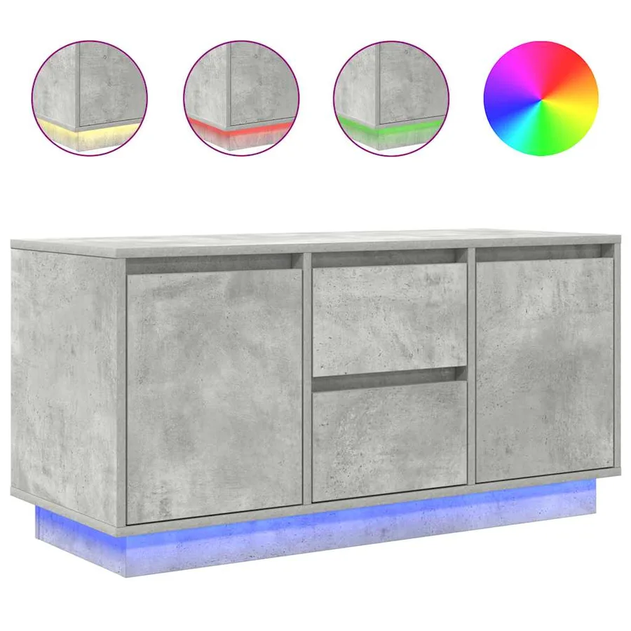 Meuble TV avec lumières LED gris béton 100x41x50 cm - 2