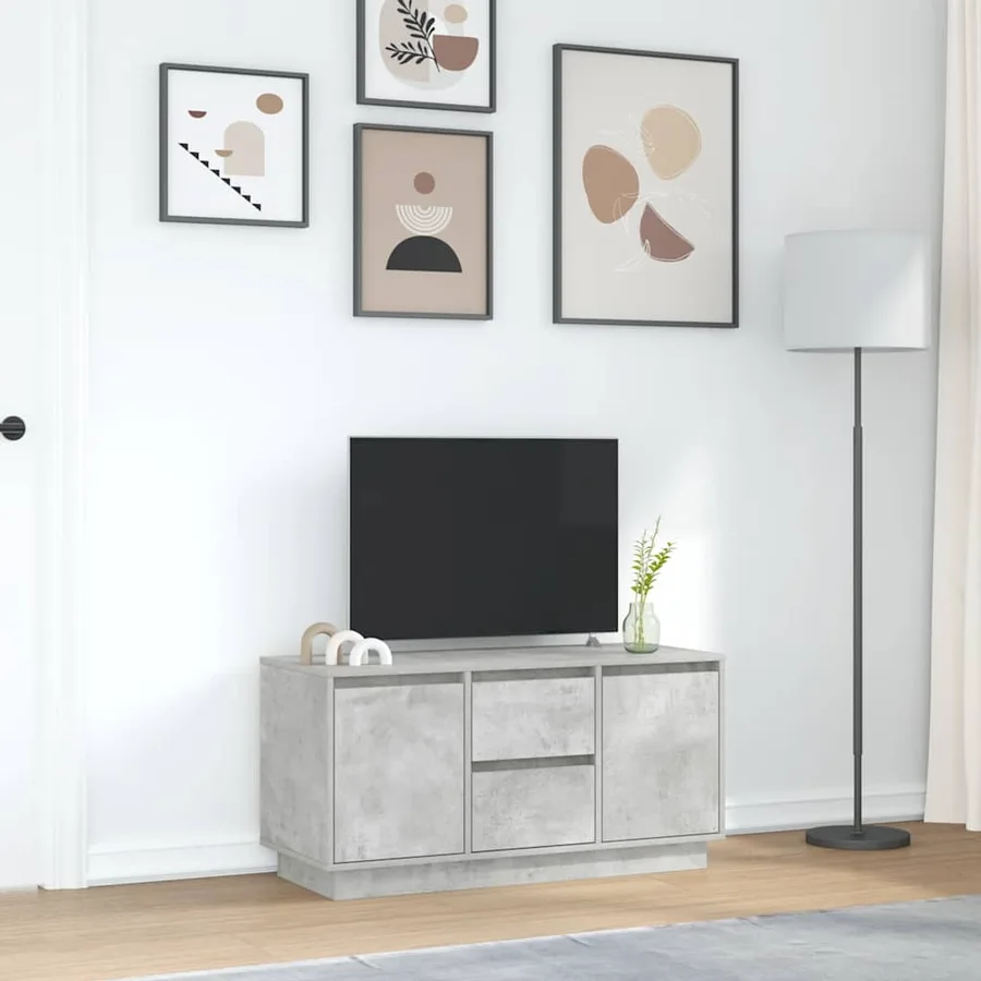 Meuble TV avec lumières LED gris béton 100x41x50 cm - 4