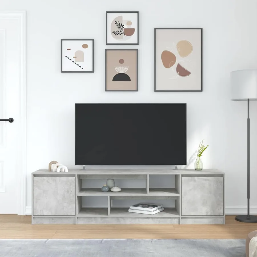 Meuble TV gris béton 188,5x41x50 cm bois d'ingénierie - 3