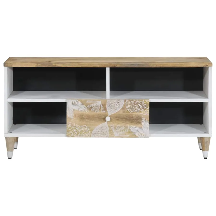 Meuble TV 100x33,5x46 cm bois massif de manguier - 2