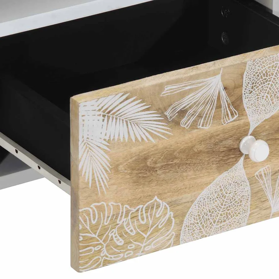 Meuble TV 100x33,5x46 cm bois massif de manguier - 7