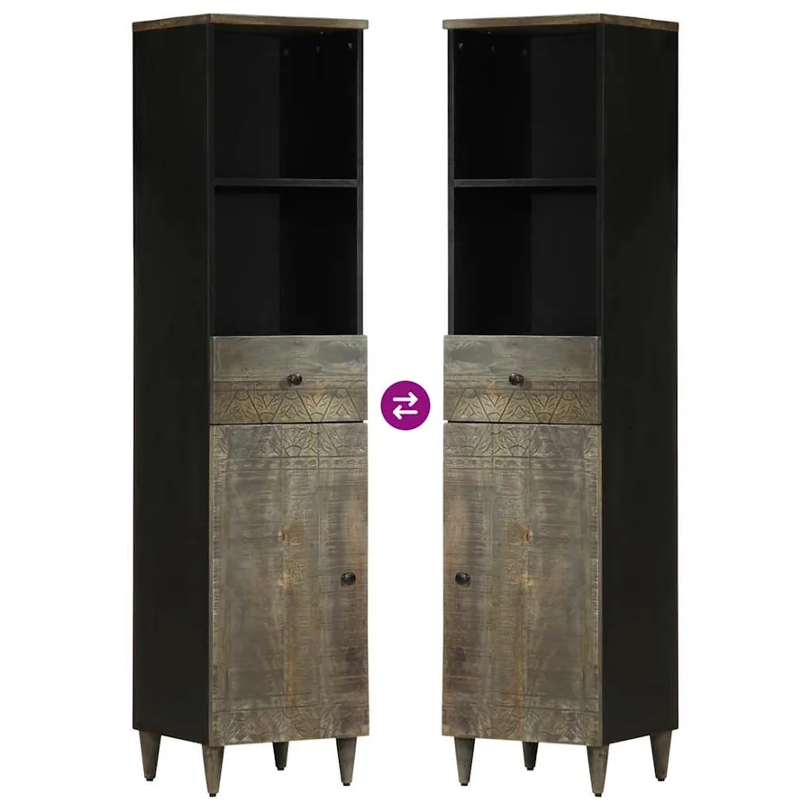 Armoire de salle de bain 38x33x160 cm bois massif de manguier - 10
