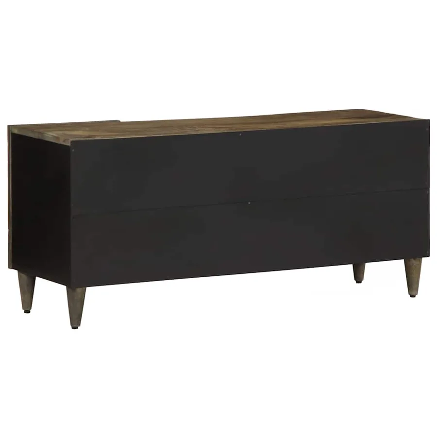 Meuble TV gris clair 105x33,5x46 cm bois massif de manguier - 5