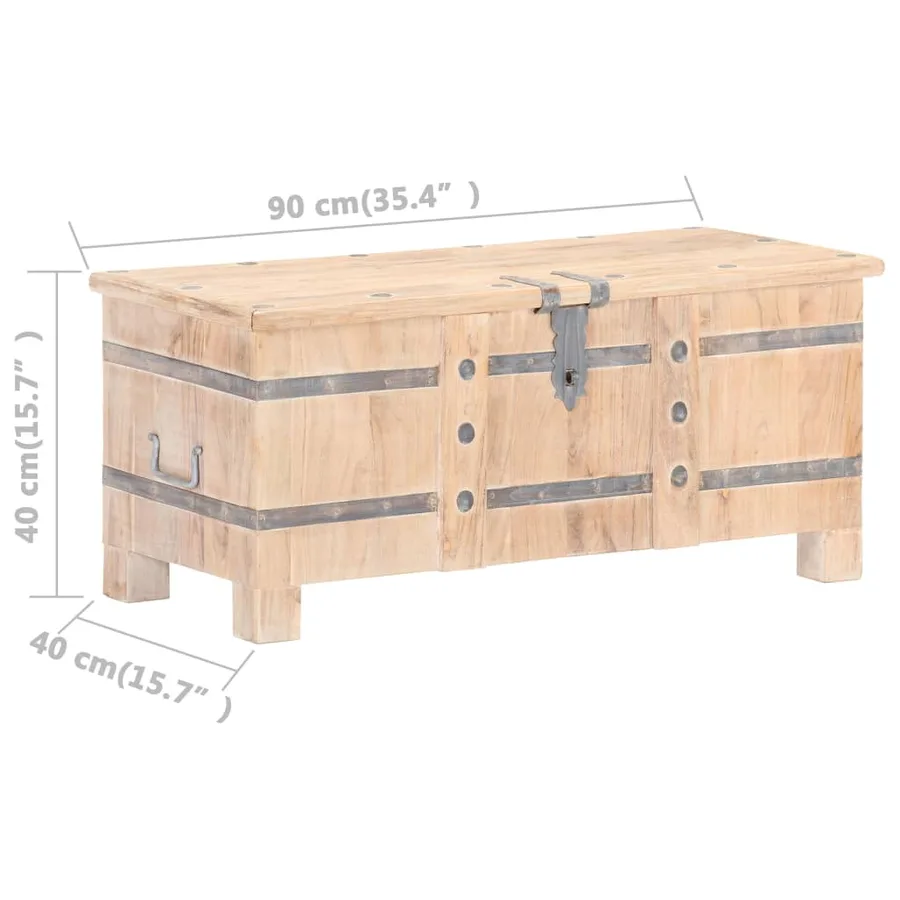 Coffre 90x40x40 cm Bois d'acacia solide - 9
