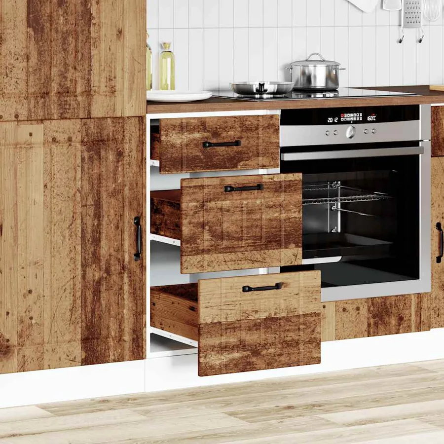Armoire de cuisine Lucca vieux bois bois ingénierie - 3