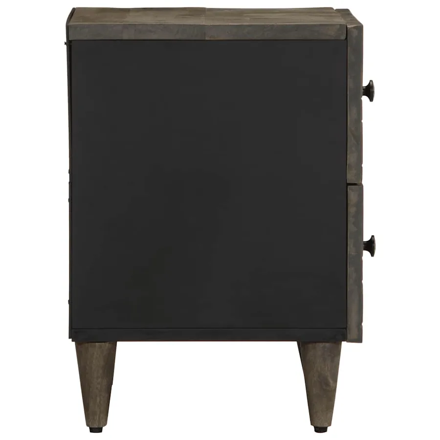 Table de chevet gris clair 40x33x46 cm bois de manguier solide - 4