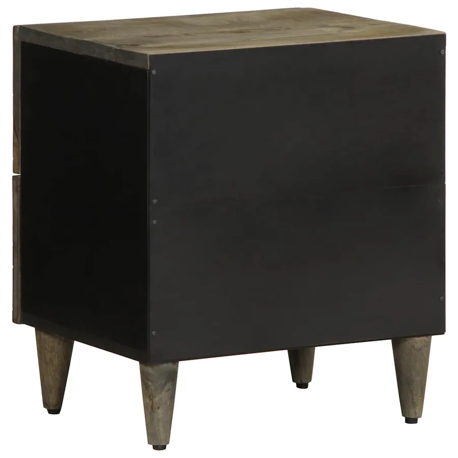 Table de chevet gris clair 40x33x46 cm bois de manguier solide - 5