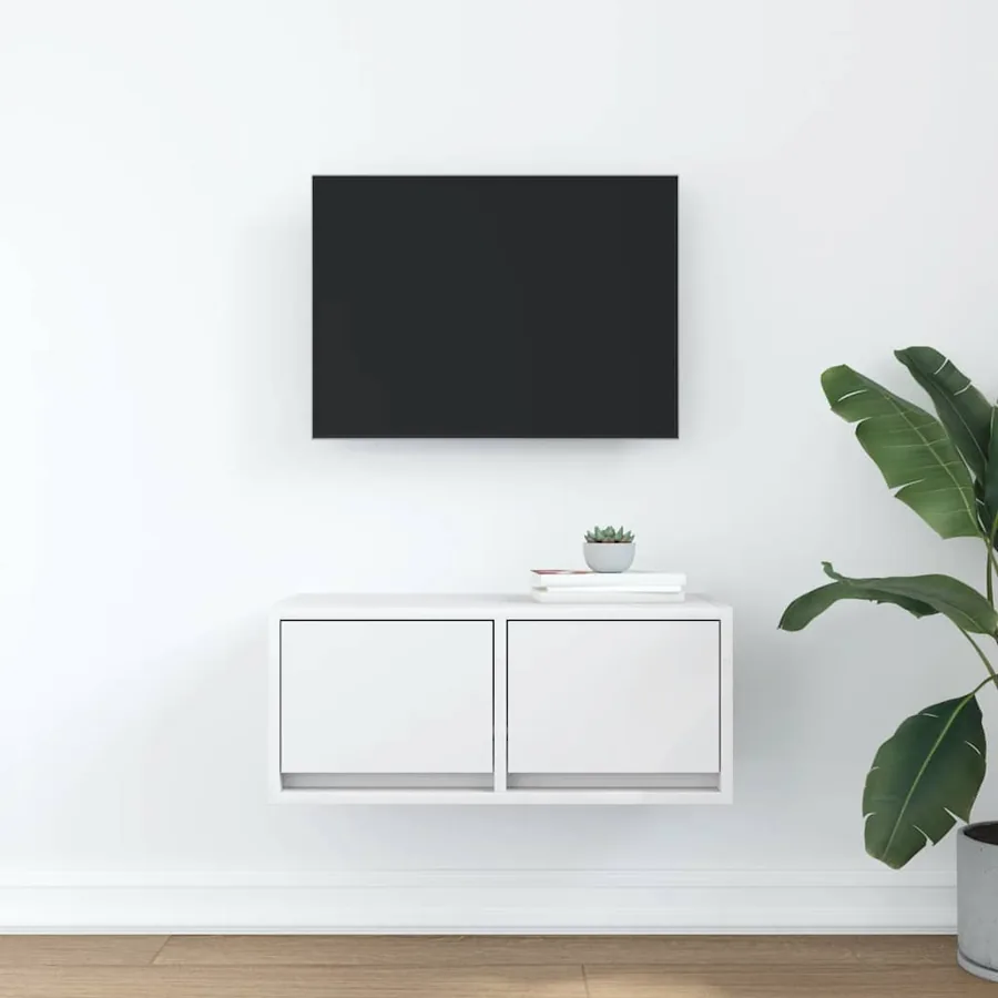 Meuble TV blanc 60x31x25,5 cm bois d'ingénierie - 3
