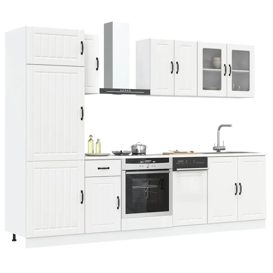 Ensemble de 8 meubles de cuisine "Lucca" en bois d'ingénierie blanc