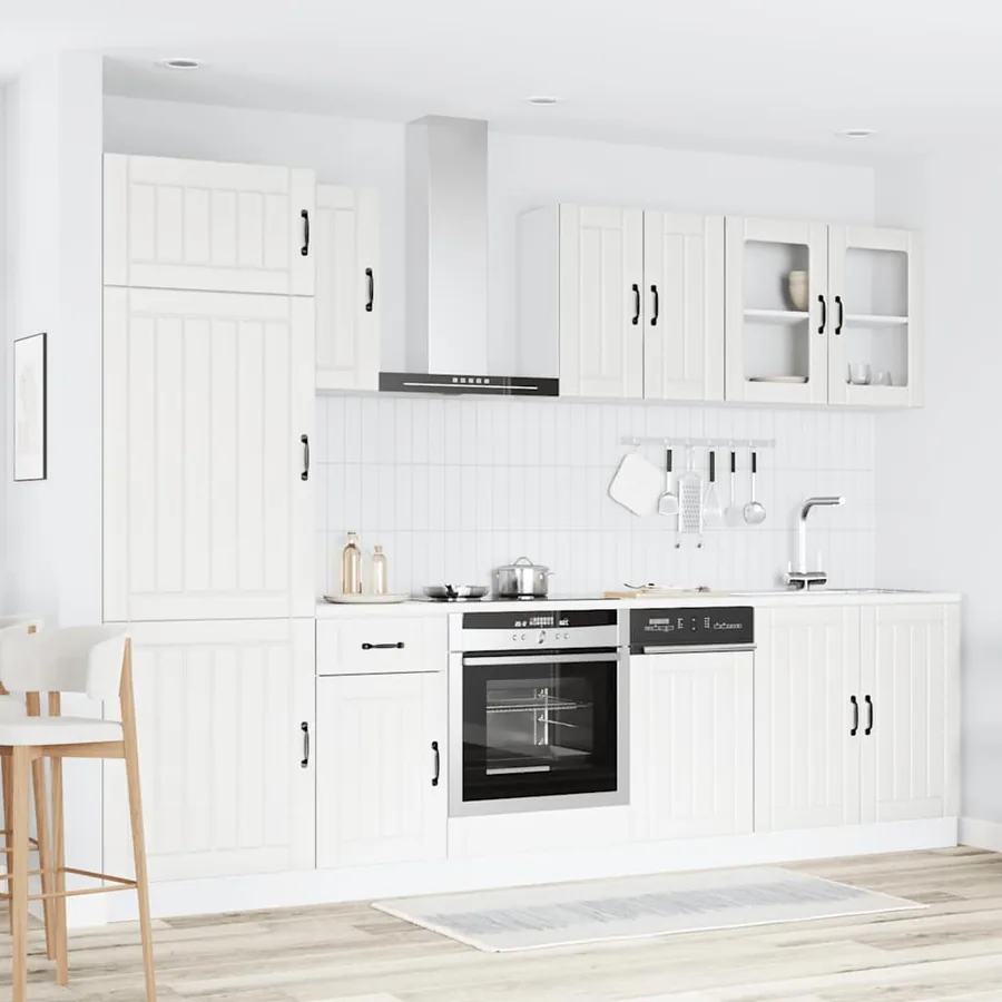 Ensemble de 8 meubles de cuisine "Lucca" en bois d'ingénierie blanc - 3