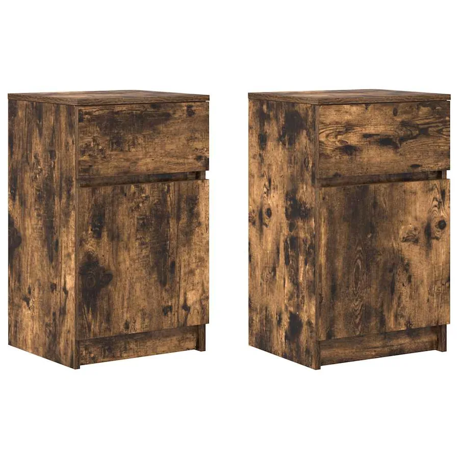 Tables de chevet 2 pcs chêne fumé 39x35x65 cm bois d'ingénierie - 2