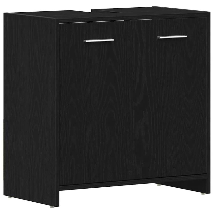 Armoire lavabo de salle de bain chêne noir 60x33x60 cm - 2