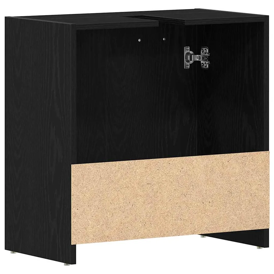 Armoire lavabo de salle de bain chêne noir 60x33x60 cm - 8