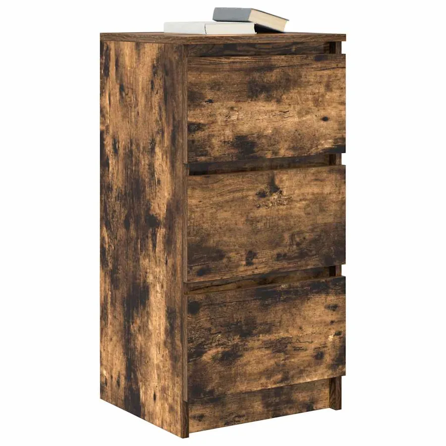 Buffet chêne fumé 37,5x35x76 cm bois d'ingénierie - 4