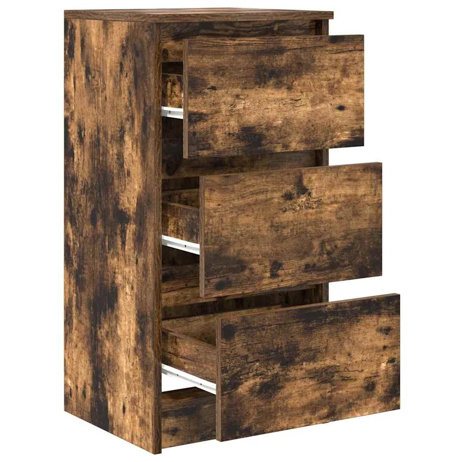 Buffet chêne fumé 37,5x35x76 cm bois d'ingénierie - 5